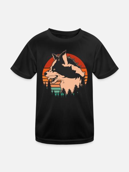 Retro Dog Gift Dog Motif Australian Shepherd - Kids Functional T-Shirt - black - Front