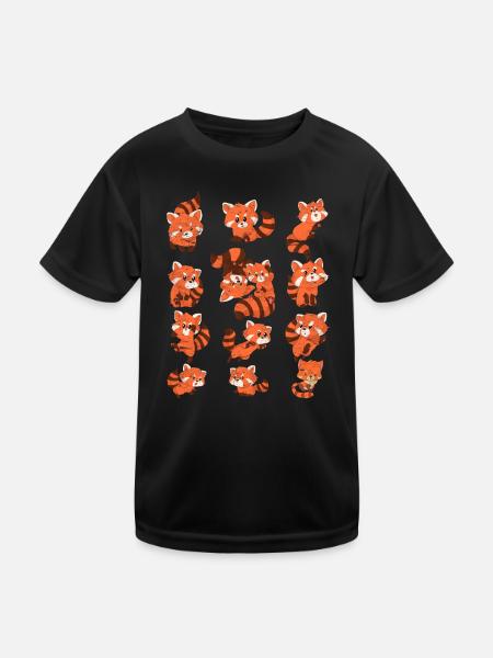 Roter Panda - Kinder Funktions-T-Shirt - Schwarz - Vorne