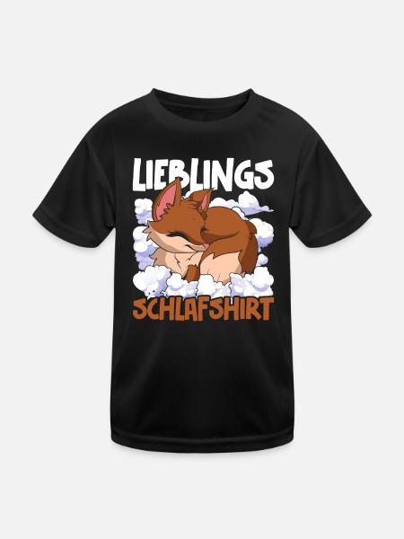 Lieblings Schlafshirt Tier Pyjama Geschenk Fuchs - Kinder Funktions-T-Shirt - Schwarz - Vorne