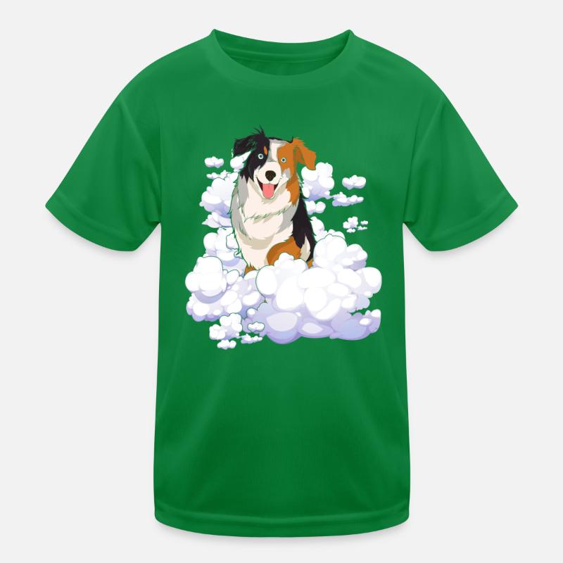 Clouds Dogs Gift Pet Australian Shepherd Kids Functional T-Shirt