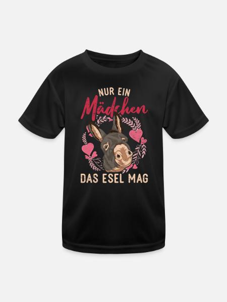 Nur ein Mädchen das Esel mag Bauernhof Tier Esel - Kinder Funktions-T-Shirt - Schwarz - Vorne