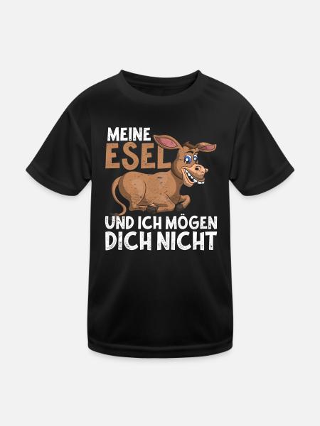 Meine Esel und ich mögen dich nicht Lustiges Esel - Kinder Funktions-T-Shirt - Schwarz - Vorne