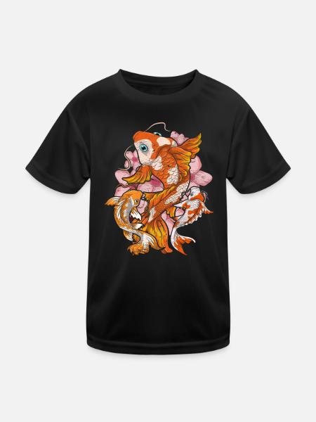 Kirschblüte Nishikigoi Geschenk Sakura Koi Karpfen - Kinder Funktions-T-Shirt - Schwarz - Vorne