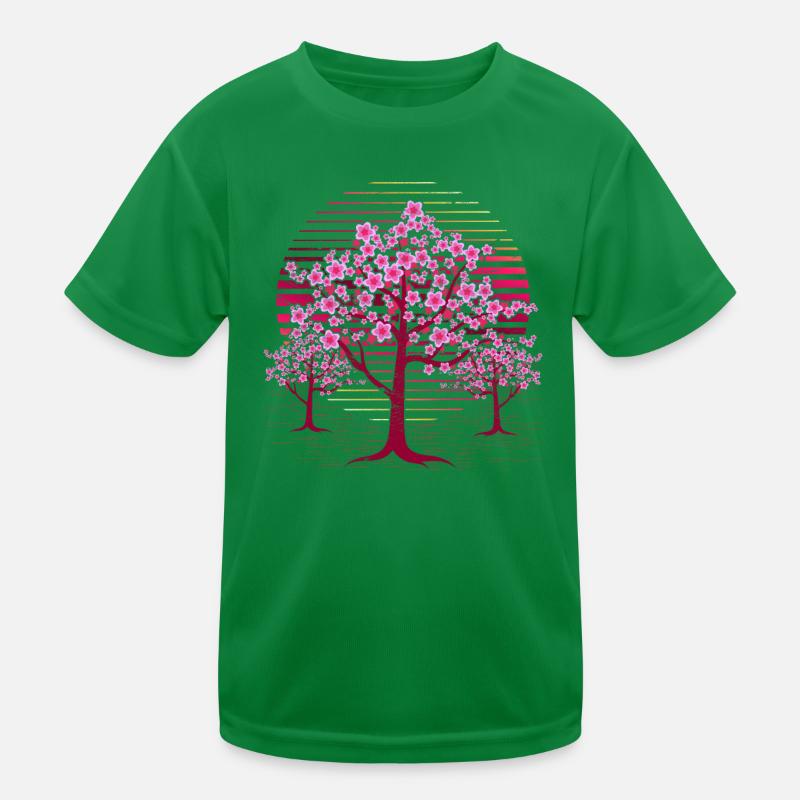 Japanese Sakura Tree Gift Retro Cherry Blossoms Kids Functional T-Shirt