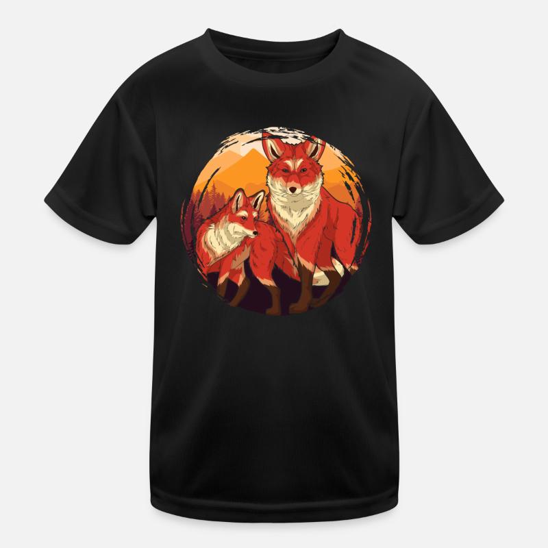 Fuchs - Kinder Funktions-T-Shirt - Schwarz
