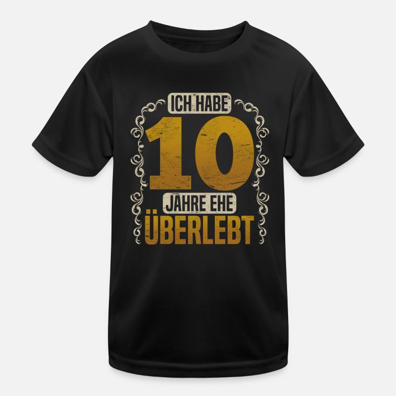 Ich habe 10 Jahre Ehe überlebt Lustiges Hochzeit Kinder Funktions-T-Shirt