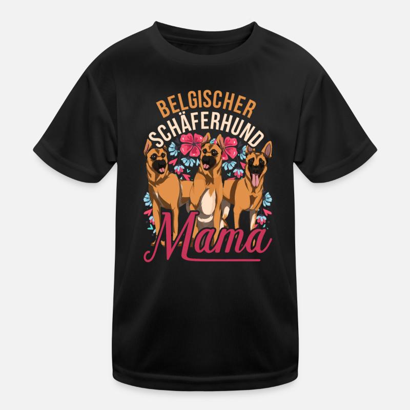 Blumen Hunde Mama Muttertag Geschenk Schäferhund - Kinder Funktions-T-Shirt - Schwarz