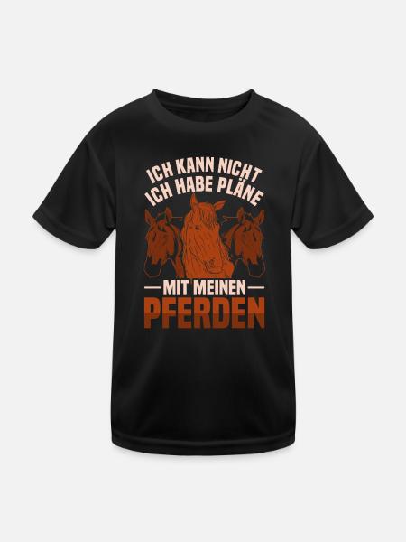 Reiterhof Pferde Reiter Geschenk Lustiges Pferd - Kinder Funktions-T-Shirt - Schwarz - Vorne