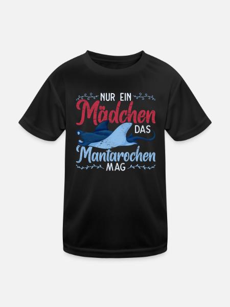 Nur ein Mädchen das Mantarochen mag Mantarochen - Kinder Funktions-T-Shirt - Schwarz - Vorne