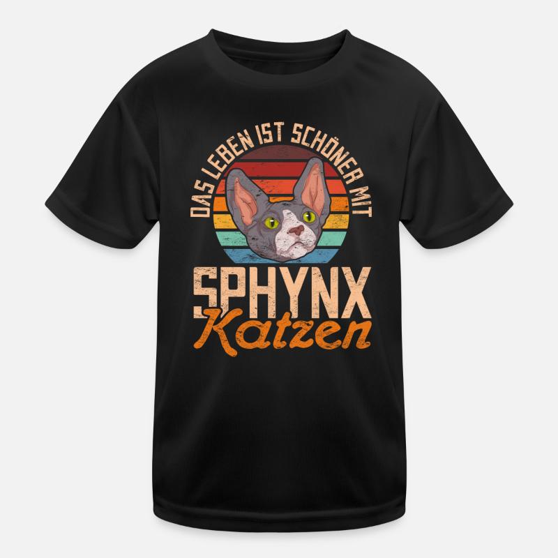 Retro Das Leben ist schöner mit Sphynx Katzen Kinder Funktions-T-Shirt