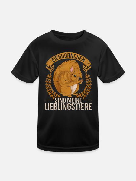 Eichhörnchen sind meine Lieblingstiere Wald Tier - Kinder Funktions-T-Shirt - Schwarz - Vorne