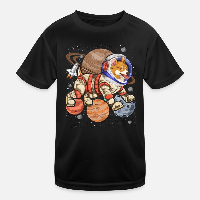 Galaxie Astronaut Hunde Geschenk Weltraum Corgi Kinder Funktions-T-Shirt