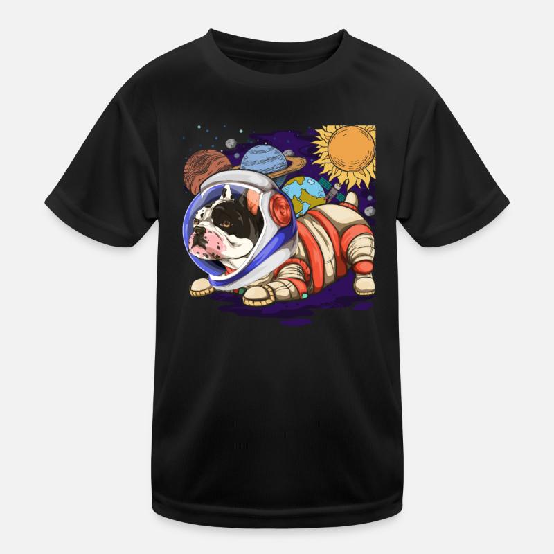Universum Hunde Geschenk Astronaut Bulldogge Kinder Funktions-T-Shirt