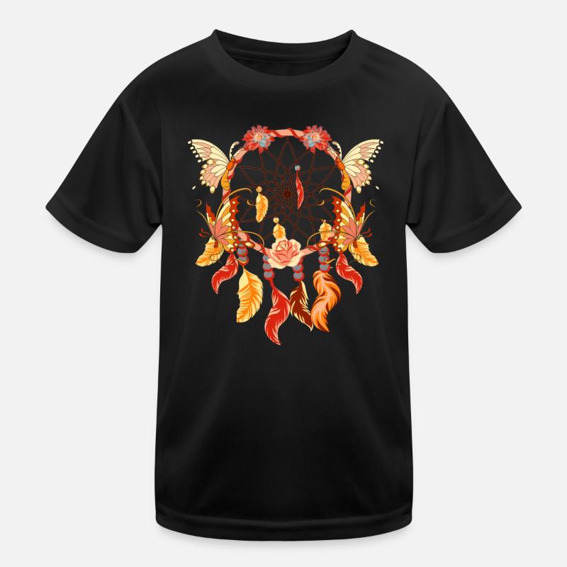 Flower Hippie Gift Butterfly Dream Catcher Kids Functional T-Shirt