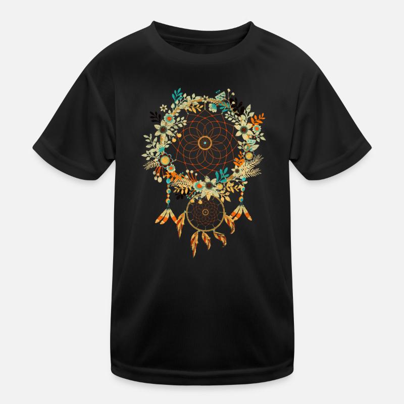 Vintage Flower Feather Jewelry Gift Dream Catcher Kids Functional T-Shirt