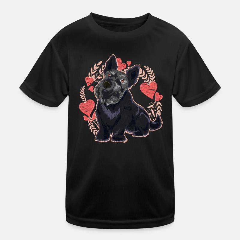 Scottie Herz Hunde Geschenk Scottish Terrier Kinder Funktions-T-Shirt