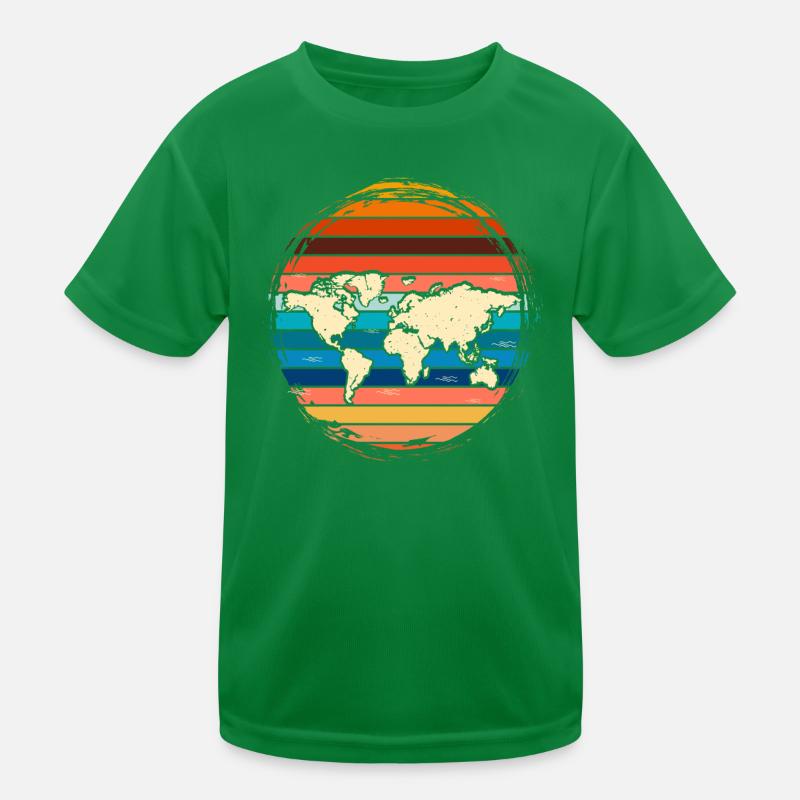Retro World Map Kids Functional T-Shirt
