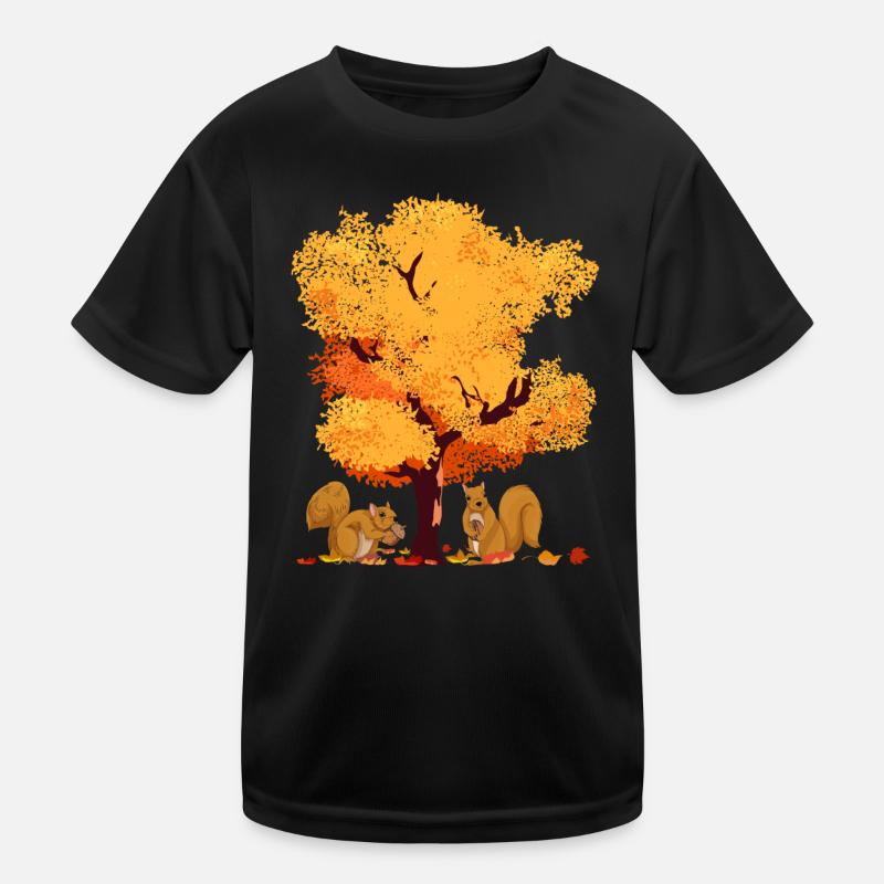 Farbenfrohes Laub Wald Baum Geschenk Herbst - Kinder Funktions-T-Shirt - Schwarz