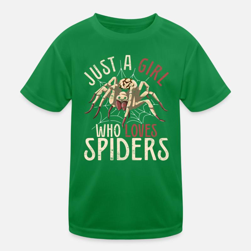 Nur ein Mädchen das Spinnen liebt Arachnide Spinne Kinder Funktions-T-Shirt