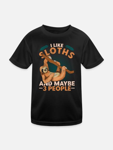 I like sloths and maybe 3 people sloths - Kids Functional T-Shirt - black - Front