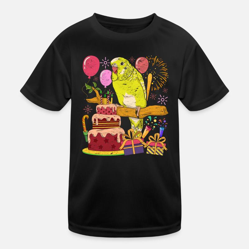 Bird Birthday Party Gift Budgie Kids Functional T-Shirt