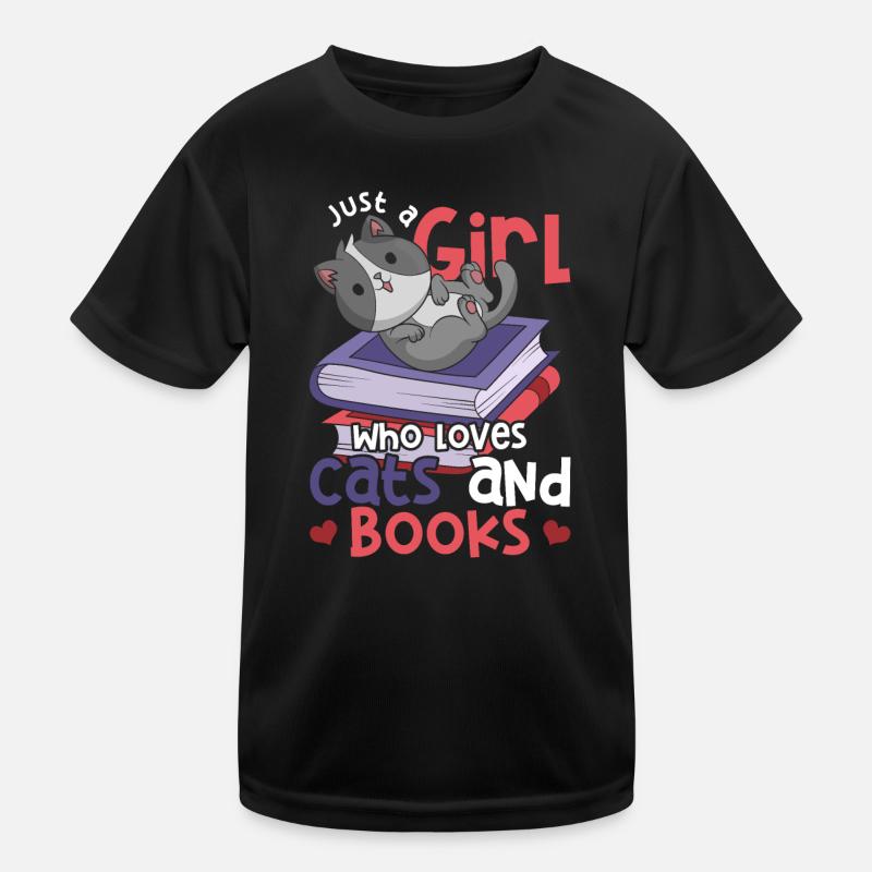 Leseratte Mädchen Katzen Geschenk Bücher Lesen Kinder Funktions-T-Shirt