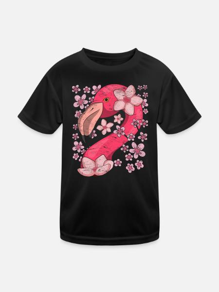 Cadeau Cherry Blossom Bird Sakura Pink Flamingo - T-shirt sport Enfant - noir - Devant