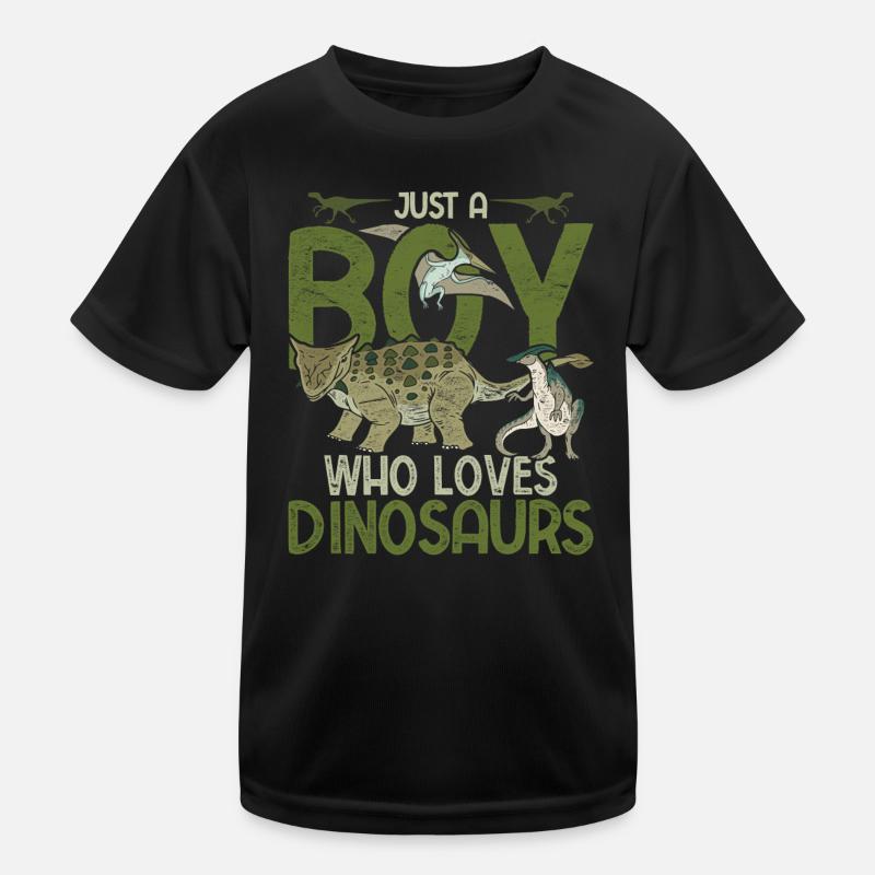 Nur ein Junge der Dinosaurier liebt Paläontologie Kinder Funktions-T-Shirt