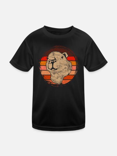 Mignon Rongeur Animal Cadeau Rétro Capybara - T-shirt sport Enfant - noir - Devant