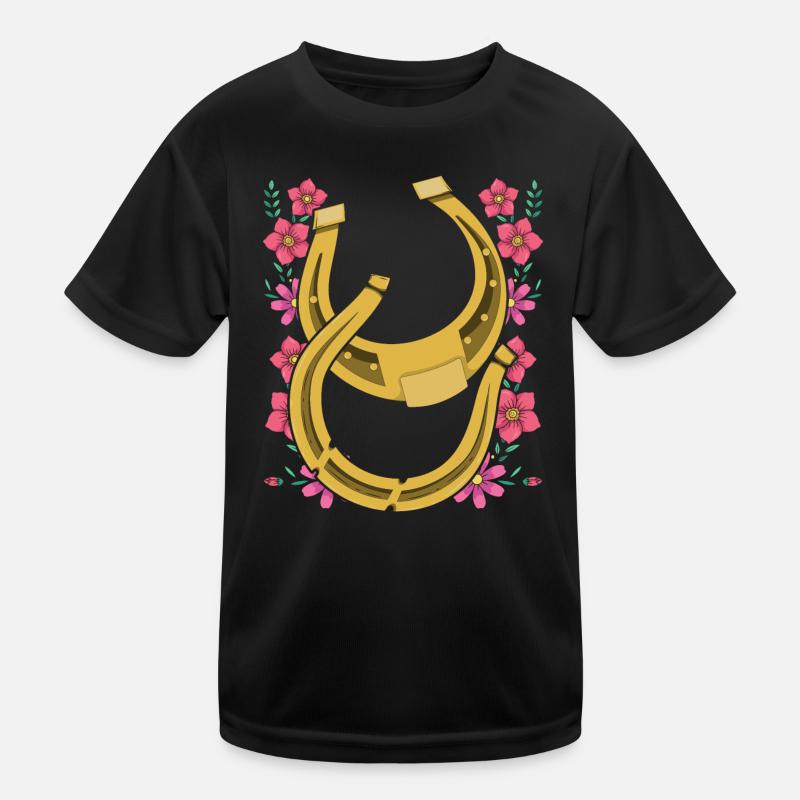 Equitation Cadeau Cavalier Fleurs Fer à cheval T-shirt sport Enfant