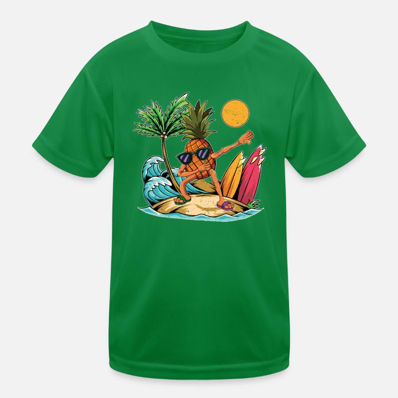 Fruit Summer Fruit Gift Dabbing Surfer Pineapple Kids Functional T-Shirt