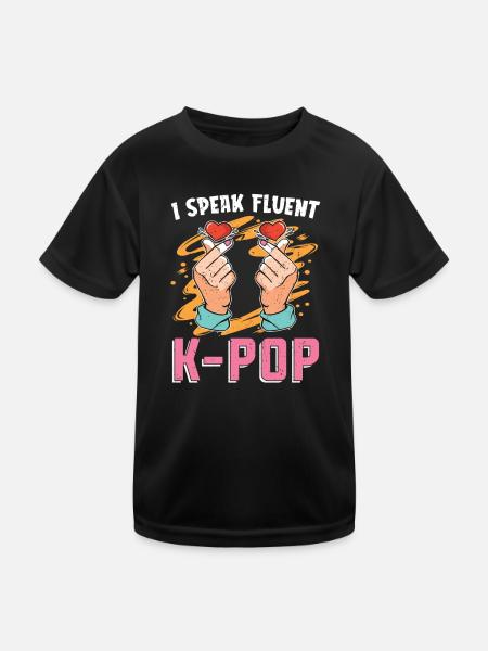 Ich spreche fließend K Pop Geschenk Lustiges K Pop - Kinder Funktions-T-Shirt - Schwarz - Vorne