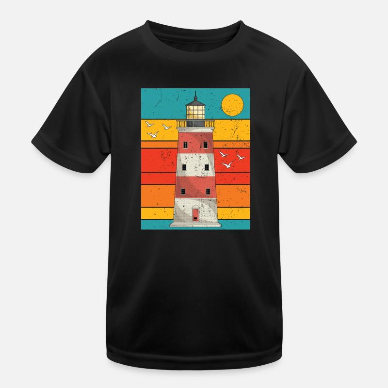 Rétro pleine lune mer cadeau phare T-shirt sport Enfant