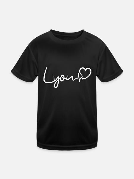 Lyon Herzschlag - Kinder Funktions-T-Shirt - Schwarz - Vorne