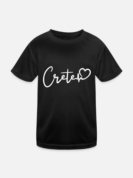 Crete Herzschlag Insel Kreta - Kinder Funktions-T-Shirt - Schwarz - Vorne