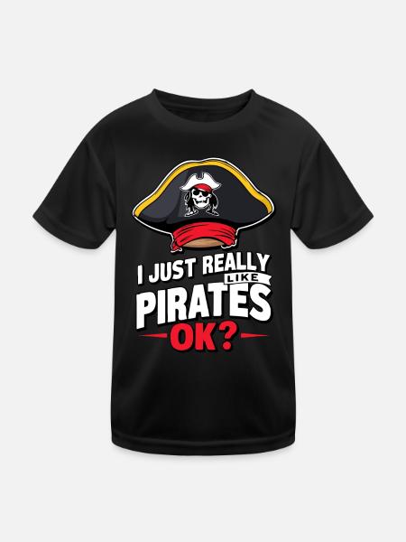 Pirat Piraten Fasching Halloween - Kinder Funktions-T-Shirt - Schwarz - Vorne