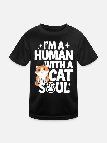 Chat Chats Amoureux Chat Propriétaire Chaton - T-shirt sport Enfant - noir - Devant