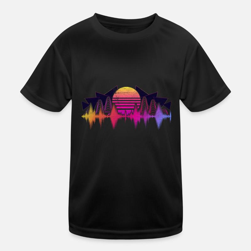 90s Synthwave Sound Engineer Gift Soundwave Kids Functional T-Shirt