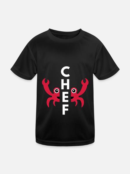 Chef (geteilte Krabbe) - Kinder Funktions-T-Shirt - Schwarz - Vorne