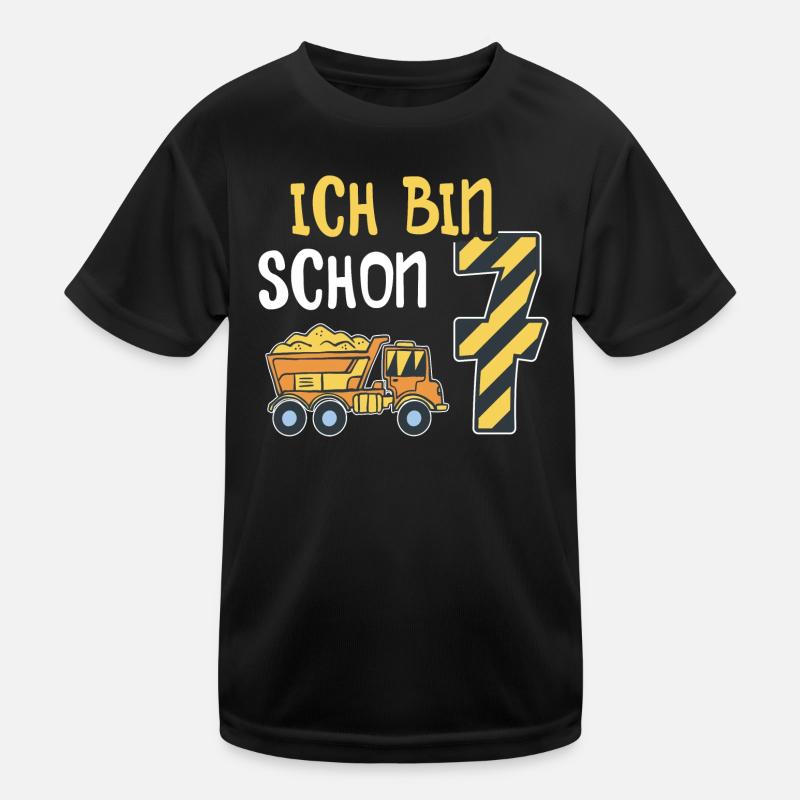 7. Geburtstag Junge 7 Jahre alt Baustelle Kipper Kinder Funktions-T-Shirt