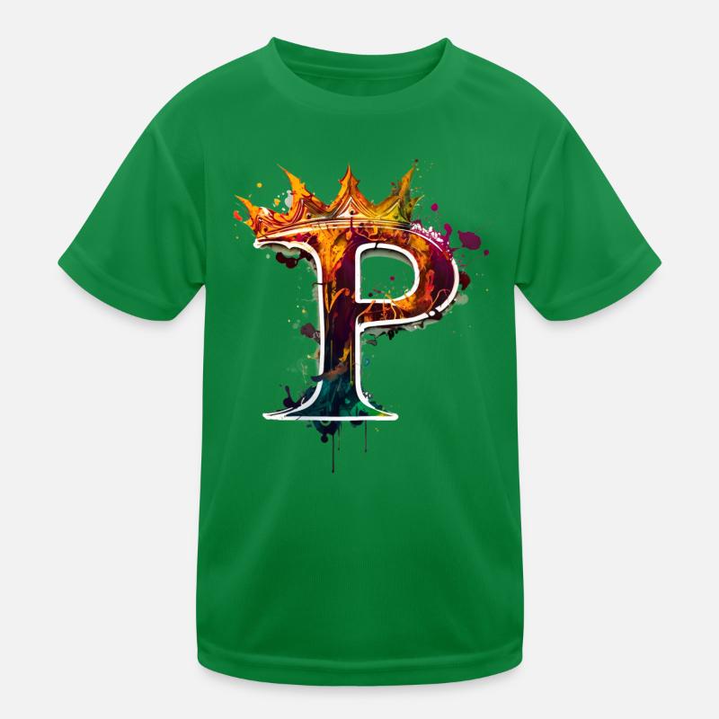 Graffiti Buchstabe P mit 👑 Kinder Funktions-T-Shirt