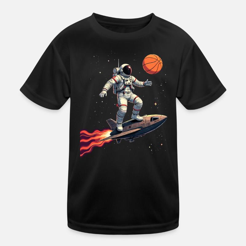 Basketball Astronaut Raumschiff Geschenk Kinder Funktions-T-Shirt
