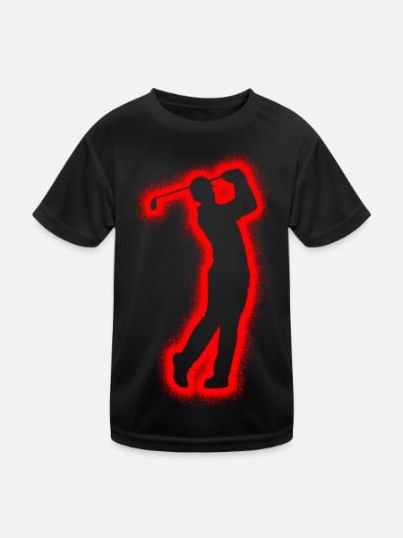 Golfer Golfspieler Golfen Jungen Herren Golf - Kinder Funktions-T-Shirt - Schwarz - Vorne
