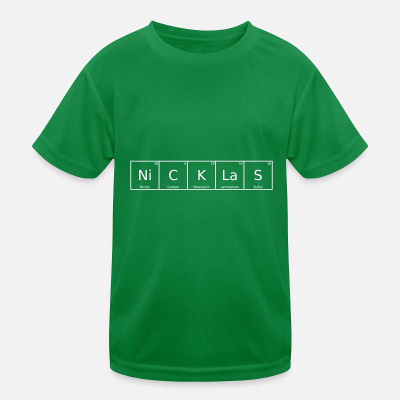 Nicklas Nom Prénom Chimie Tableau périodique Élément T-shirt sport Enfant