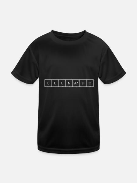 Nom Léonard Prénom Chimie Tableau périodique - T-shirt sport Enfant - noir - Devant
