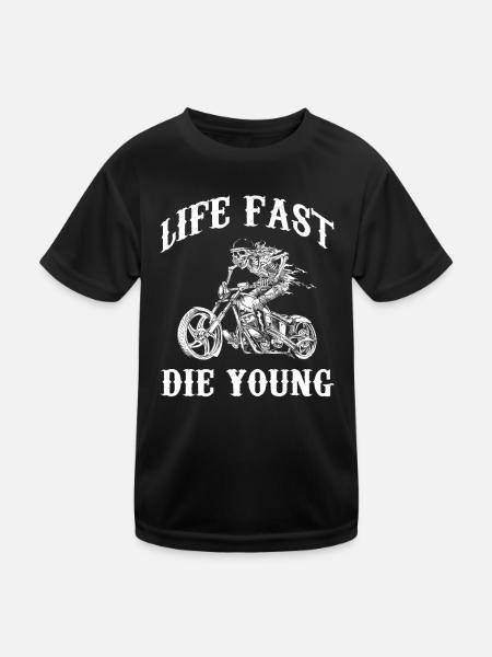 Life Fast Die Young Graphic - Kids Functional T-Shirt - black