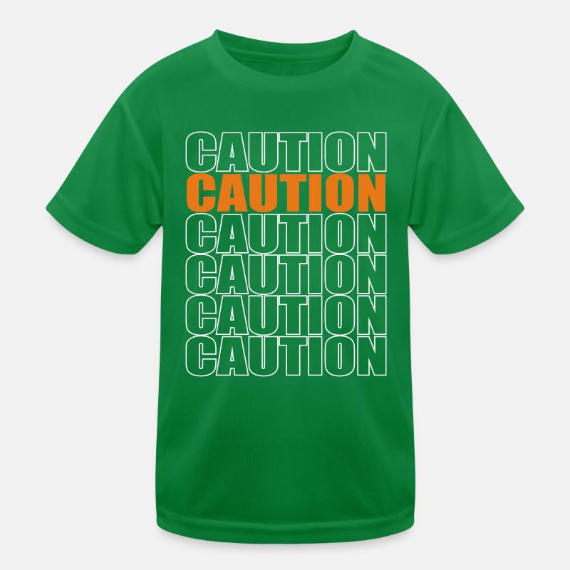 Caution Graphic Kids Functional T-Shirt