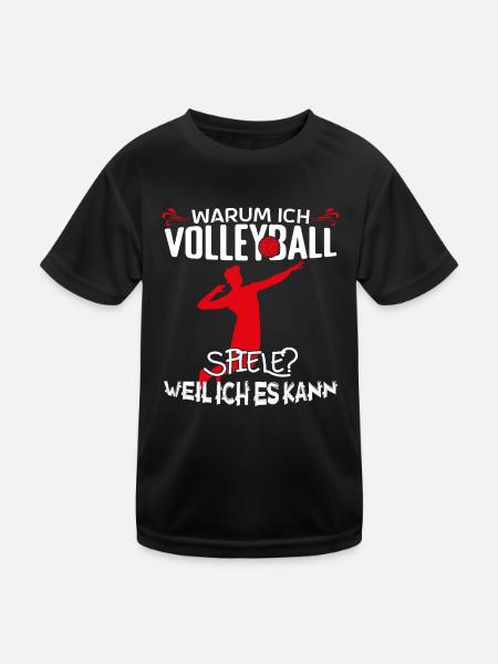 Volleyball Volleyballtrainer Warum ich Volleyball - Kinder Funktions-T-Shirt - Schwarz - Vorne