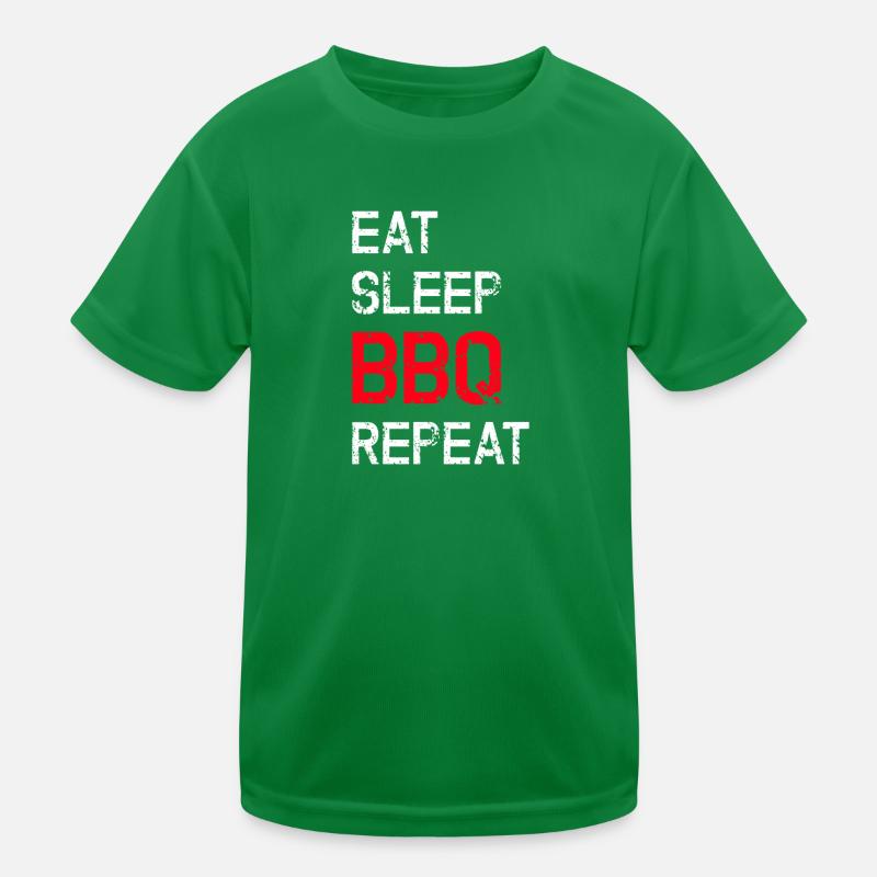 Eat Sleep BBQ Repeat Grillen Spruch Kinder Funktions-T-Shirt