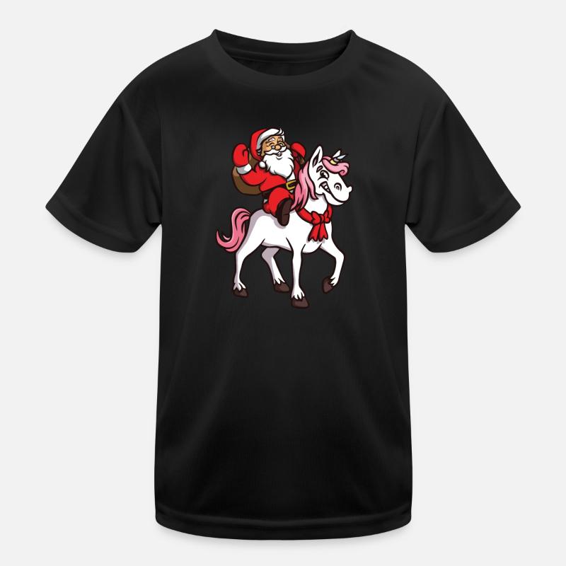 Einhorn Weihnachtsmann Comic Santa Claus XMAS Kinder Funktions-T-Shirt